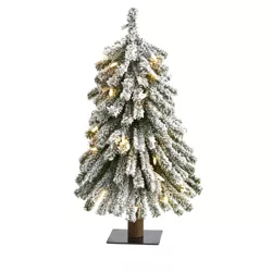 2ft Nearly Natural Pre-Lit Flocked Grand Alpine Artificial Christmas Tree Clear Lights