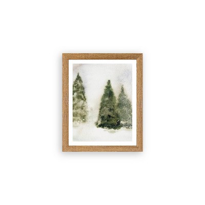 Petal Lane 7"x10" Water Color Pines Rustic Wood Frame Wall Canvas : Christmas & Holiday Art
