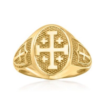 Ross-Simons 14kt Yellow Gold Multi-Cross Signet Ring