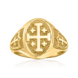 Ross-Simons 14kt Yellow Gold Multi-Cross Signet Ring - 1 of 4