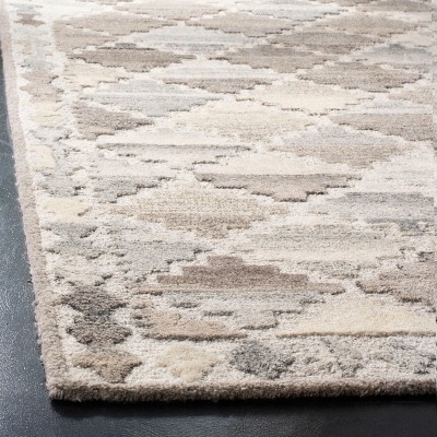 Gray Geometric Handmade Wool 5' x 8' Area Rug