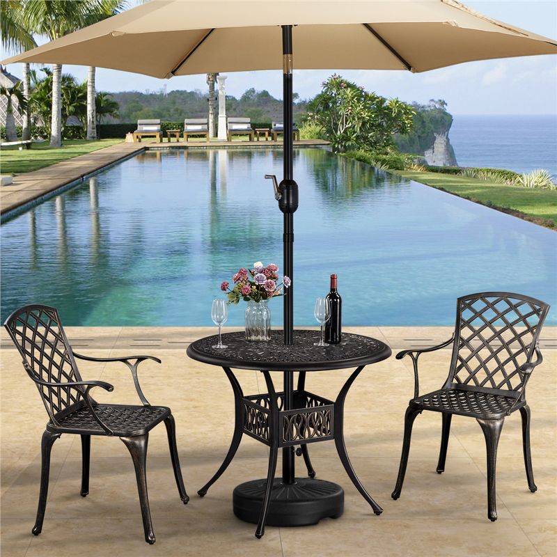 Yaheetech  Set of 2 Outdoor Patio Bistro Chairs Metal Chairs with Armrests Bronze, 2 of 9
