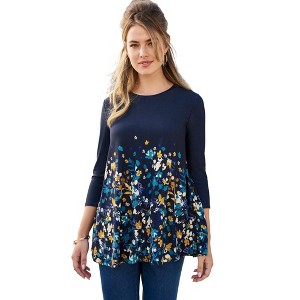 Jessica London Women's Plus Size Stretch Knit Swing Tunic - 1 of 4