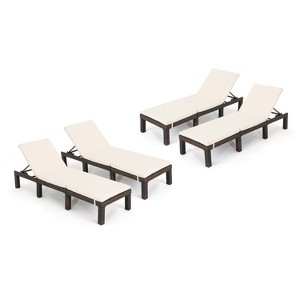 GDFStudio Laraine Outdoor Wicker Armless Adjustable Chaise Lounges with Cushion (Set of 4) - 1 of 4