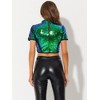 Allegra K Women's Sequin Crop Sparkle Glitter Short Sleeve Shinning T-Shirt - 4 of 4