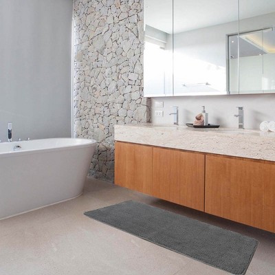 Evideco French Home Goods Ultra-Soft Microfiber Bath Mat Runner - Non-Slip, Machine Washable - Perfect for Double Sinks & Bathrooms