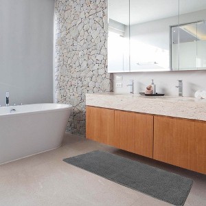 Evideco French Home Goods Ultra-Soft Microfiber Bath Mat Runner - Non-Slip, Machine Washable - Perfect for Double Sinks & Bathrooms - 1 of 4