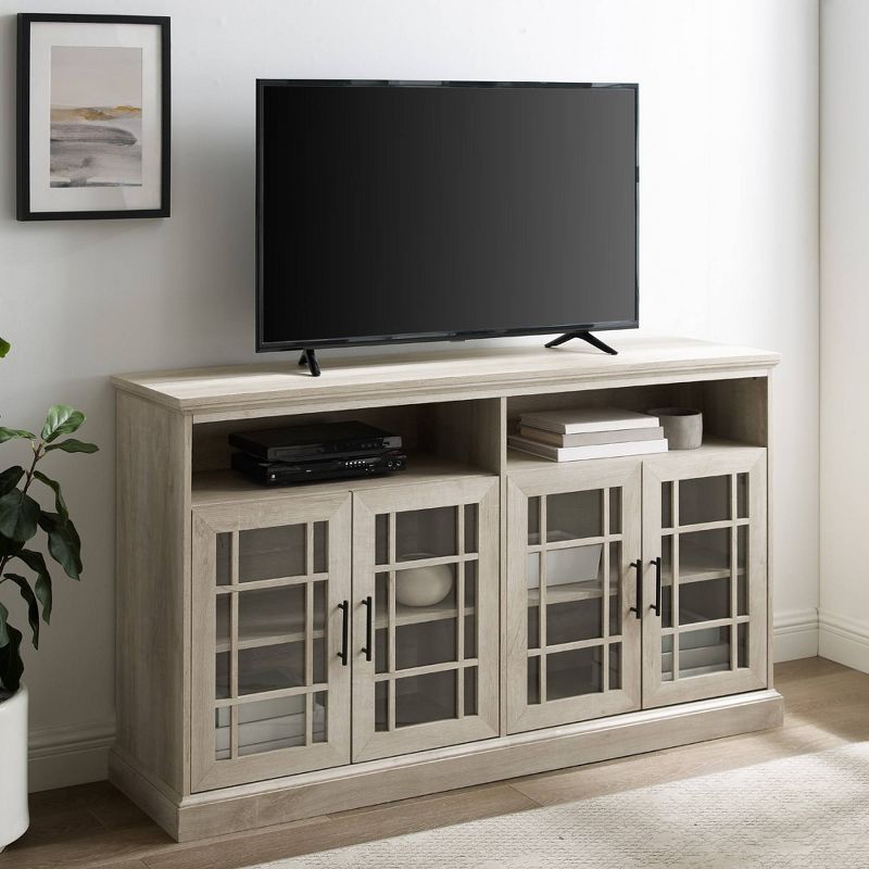 Transitional 4 Door Windowpane TV Stand for TVs up to 65" - Saracina Home, 1 of 16