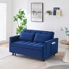 Okak Modern Comfy Velvet Convertible Sleeper Sofa Bed with Adjustable Backrest & Pillows,Upholstered Deep Seat Sofa Couch for Living Room - 4 of 4