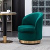 Velvet Upholstered Contemporary Swivel Accent Chair with Thick Foam Cushion, Rounded Design and Polished Gold Base - 4 of 4