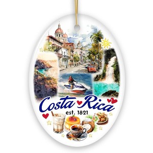 Marvelous Tropical Costa Rica Landmarks Ornament, Artistic Paradise and Caribbean Christmas Souvenir| OrnamentallyYou - 1 of 4