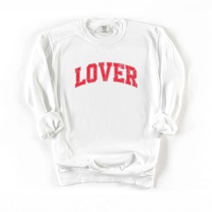 Lover Varsity Arched Distressed - Women's Garment Dyed Graphic Sweatshirt - 1 of 4