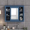 Wall Mounted Bathroom Storage Cabinet, Modern Royal Blue Bathroom Wall Cabinet With Mirror, 6 Open Shelves Wall Hanging Cabinets - 2 of 4