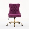 TOBILI Modern Velvet Upholstered Tufted Button Home Office Chair with Golden Metal Base,Adjustable Desk Chair Swivel Office Chair (Purple) - 4 of 4