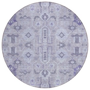 Lavender Purple And Gray Oriental Washable Indoor Outdoor Area Rug - 1 of 4