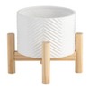 Gulches 8" Diamond Grooved Ceramic Planter with Drainage Hole and Stand - 8x8x7 Size, Fit for Any Hall, Bedroom, Florist etc. - 4 of 4