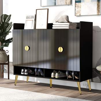 11-Tier Modern Wood Shoe Cabinet with Adjustable Shelves - ModernLuxe