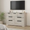Yellow 7 Drawer Dresser in Natural Oak Modern Wooden Storage Cabinet with Embedded Handles for Bedroom Living Room Nursery and Entryway - 4 of 4