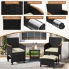 Yaheetech Set of 5 Patio Furniture Set wirh Cushioned Chair, Ottomans and Coffee Table for Garden - 4 of 4