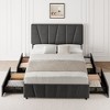 Whizmax Bed Frame with 4 Storage Drawers and Linen Upholstery Headboard and Footboard, Mattress Foundation with Wooden Slats Support, Gray - image 2 of 4