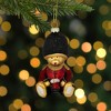 Northlight Glittered Teddy Bear Soldier Glass Christmas Hanging Ornament - 4" - Red and Black - 2 of 4