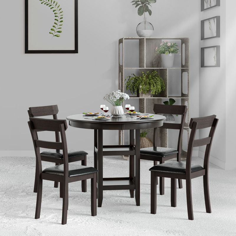 Costway 36.5'' Counter Height Dining Table W/ 42'' Round Tabletop & 2-Tier Storage Shelf, 2 of 11