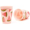 Blue Panda 16 Packs Plastic 16 oz Party Cups Watermelon Reusable Tumblers for Girls Kids Birthday, Pink - 2 of 4