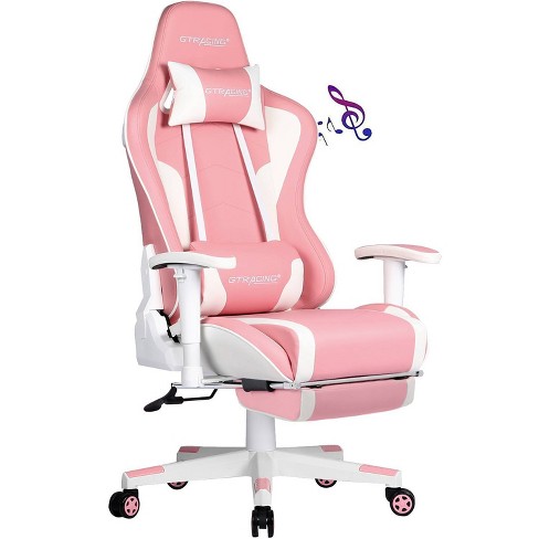 Gaming Chair With Footrest And Ergonomic Lumbar Massage Pillow Pu Leather Office  Chair White - Gtracing : Target