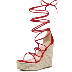 Allegra K Women's Platform Espadrilles Wedge Heel Transparent Straps Sandals - 1 of 4