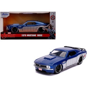 1970 Ford Mustang Boss Blue Metallic & Silver "Winter Soldier" "Avengers" "Marvel" Series 1/32 Diecast Model Car by Jada - 1 of 4