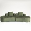 Corduroy Compressed Modern Lounge Curved Sectional Sofas with High-Density Sponge Filling and Throw Pillows, No Assembly Required - 4 of 4