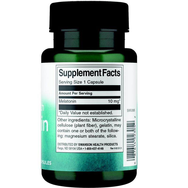 Swanson Dietary Supplements Triple Strength Melatonin 10 mg Capsule 60ct, 2 of 7