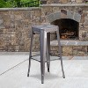 Emma and Oliver 30"H Backless Clear Coated Metal Indoor Barstool with Square Seat - 2 of 4
