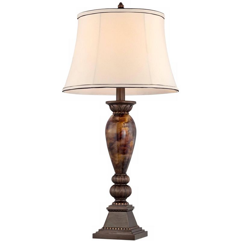 Kathy Ireland Home Mulholland Traditional Table Lamp 33" Tall Aged Bronze Golden Marble White Alabaster Glass Dome Shade for Bedroom Living Room Home, 3 of 6