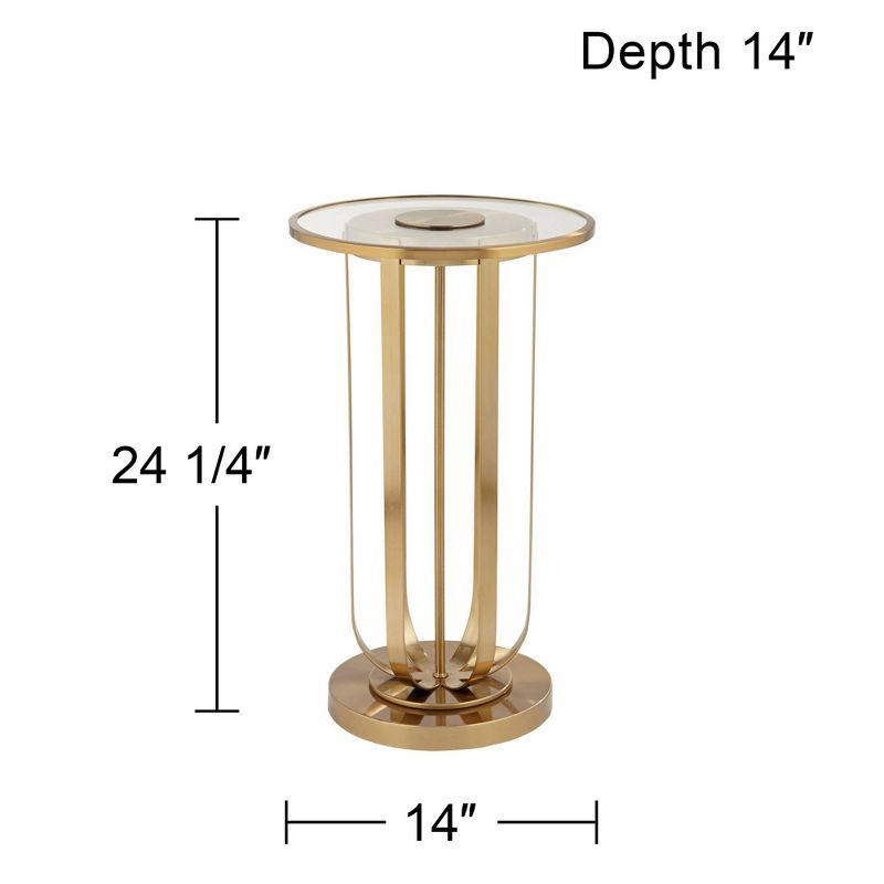 Studio 55D Blaine Modern Glam Luxe Metal Round Accent Table 14" Wide Gold Tempered Glass Tabletop for Living Room Bedroom Bedside Entryway Home Office, 4 of 10