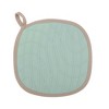 Unique Bargains Pot Holders Wavy Textured Cotton Square Silicone Cotton Cloth Light Green - 2 of 4