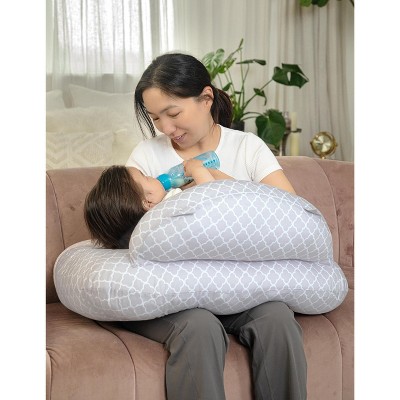 Image of Pharmedoc Nursing Pillow for Breastfeeding with Safety Bumper & Adjustable Waist Straps - Removable Cover, Arabesque