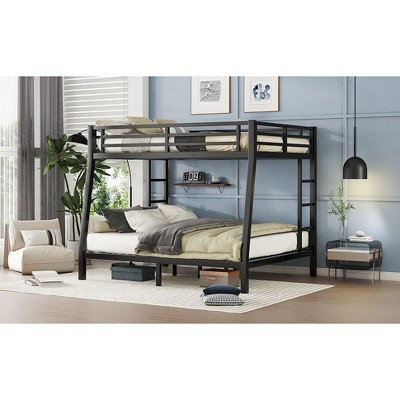 NicBex Metal Full XL/Queen Bunk Beds for Teens&Adults,Space-Saving Bunk Bed Platform with Safety Guardrail&Ladder,400/600lbs Max,Black