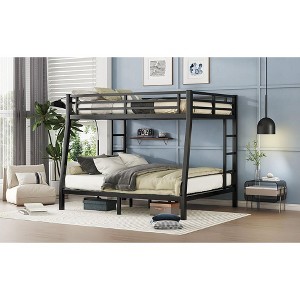 NicBex Metal Full XL/Queen Bunk Beds for Teens&Adults,Space-Saving Bunk Bed Platform with Safety Guardrail&Ladder,400/600lbs Max,Black - 1 of 4