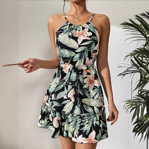 mini dresses for beach vacation Cupshe First Flight Out Tropical Mini Dress - Blue