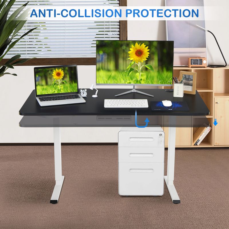 Costway Electric Sit Stand Desk Frame Dual-motor Height-adjustable Standing Desk Base with 3 Memory Positions & Touch Control Panel Home Office, 3 of 10