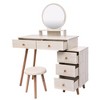 Makeup Vanity Table with Cushioned Stool&Makeup Mirror, 5 Drawers Large Capacity Storage Cabinet,Fasionable Makeup Vanity Desk White - 2 of 4