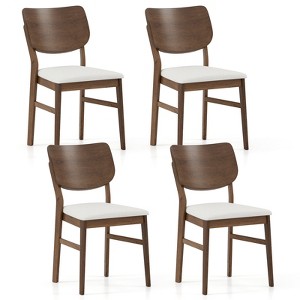 Tangkula Dining Chairs Set of 4 w/ Rubber Wood Frame Padded Seat Curved Back Living Room - 1 of 4