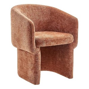 Modway  Verity Modern Chenille Barrel Dining Chair in Rust - Fabric Upholstered Round Accent Armchair with Curved Back- Cozy Living Room Accent Chair - 1 of 4