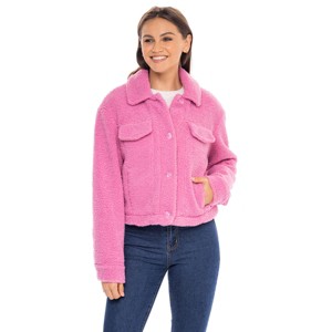 Women's Faux Fur Teddy Jean Jacket - SEBBY - 1 of 4
