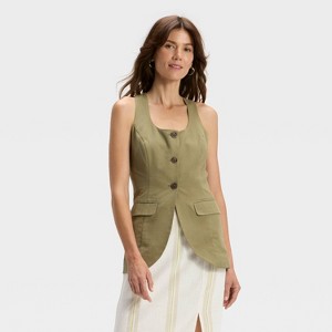 Women's Linen Blend Vest - A New Day™ - 1 of 3