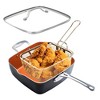 Gotham Steel 9.5" Deep Squre Nonstick Pan with Steamer Tray, Fry Basket and Glass Lid - 2 of 4