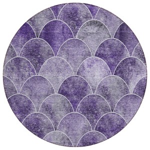 Purple Lilac And Lavender Abstract Washable Indoor Outdoor Area Rug - 1 of 4