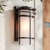 Possini Euro Design Theola Modern Outdoor Wall Light Fixture Bronze LED 16 1/4" Etched Glass Shade for Post Exterior Barn Deck House Porch Yard Patio - 2 of 4