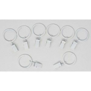 Metal Curtain Drapery Rings with Clips, 8 Pk, 1-inch Inner Diameter, Fits up to 3-4 inch Rod - 1 of 2